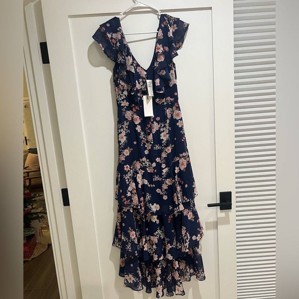Nordstrom Navy Floral Asymmetrical Dress - Picture 3 of 3